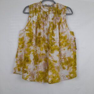 Joie Size XL Summer Porcelain Print Sleeveless High Neck Ruffle Blouse NWT
